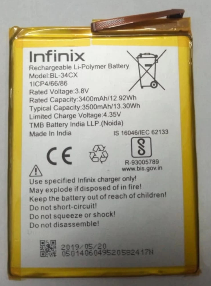 Genuine Battery BL-34CX for Infinix Smart Plus 3500mAh with Year W