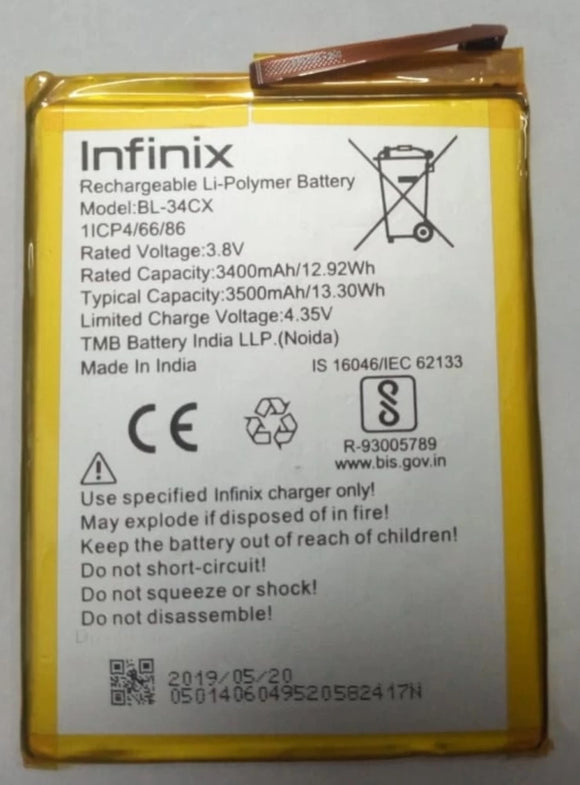 Genuine Battery BL-34CX for Infinix Smart 3 Plus 3500mAh with 1 Year Warranty*