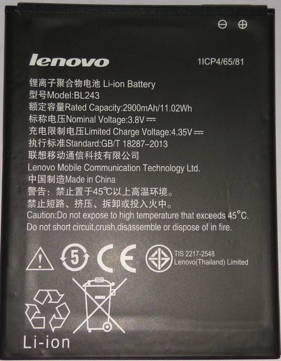 Genuine Battery BL243 for Lenovo K3 Note A7000 A5500 A5860 A7600 2900mAh with 1 Year Warranty*