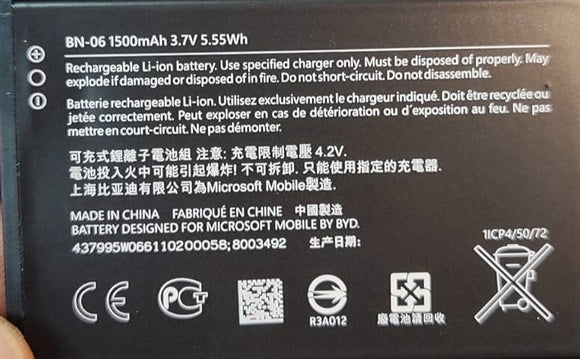 Genuine Battery BN-06 for Nokia Lumia 430 1500mAh with 1 Year Warranty*