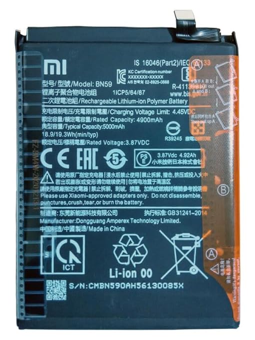 Genuine Battery BN59 for Xiaomi Redmi Note 10 , RedmI Note 10S 5000mAh with 1 Year Warranty*