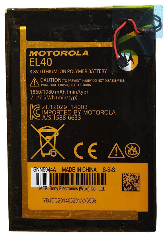 Genuine Battery EL40 for Motorola Moto E XT1025 XT1019 XT830C Xt102 1980mAh with 1 Year Warranty*