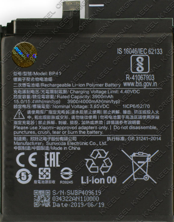 Genuine Battery BP41 for Xiaomi Redmi K20 Mi 9T 4000mAh with 1 Year Warranty*