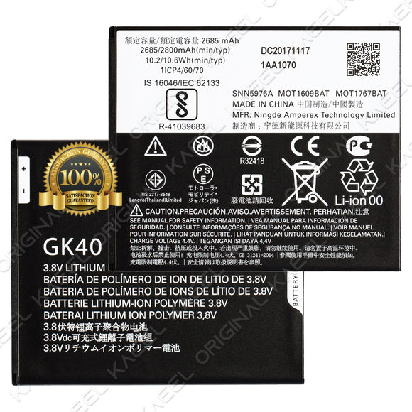 Genuine Battery GK40 for Motorola Moto G5 XT1677, Moto E4 XT1760, Moto G4 Play XT1602 2800mAh with 1 Year Warranty*