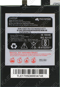 Genuine Battery ACBPN30M12 for Micromax Canvas Selfie 3 E460 3100mAh with 1 Year Warranty*