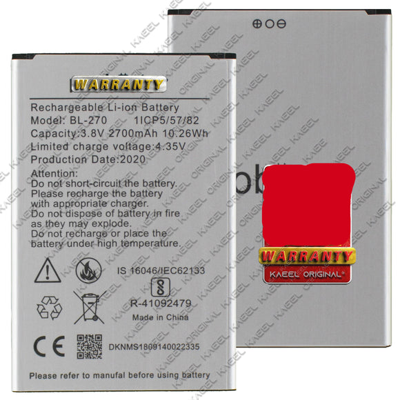 Genuine Battery BL-270 for Mobiistar C1 Lite 2700mAh with 1 Year Warranty*