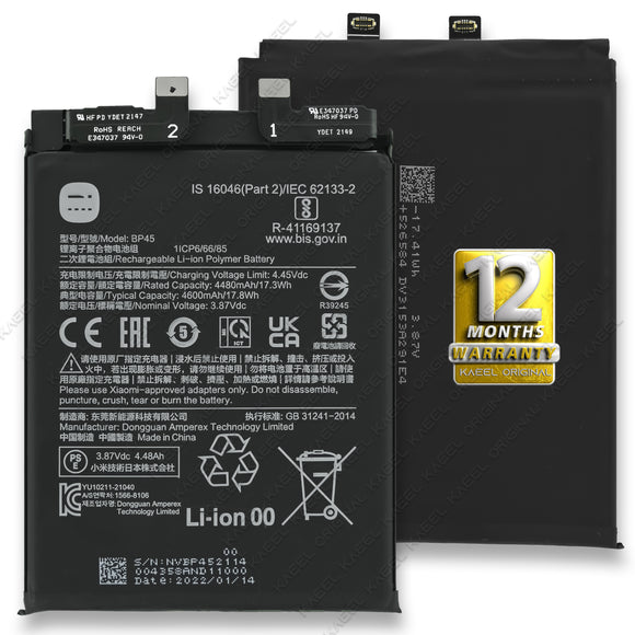 Genuine Battery BP45 for Xiaomi12 PRO 5G 4600mAh with 1 Year Warranty*