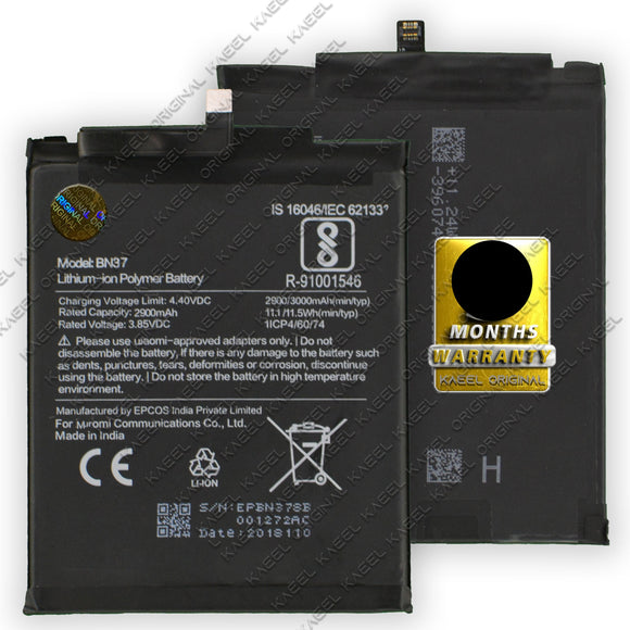 Genuine Battery BN37 for Xiaomi Redmi 6, Redmi 6A 3500mAh with 1 Year Warranty*