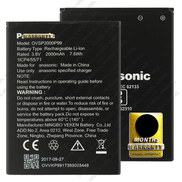 Genuine Battery OVSP2000P99 for Panasonic P99 2000mAh with 1 Year Warranty*