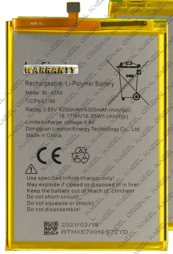 Genuine Battery BL-42AX for Infinix Note 4 X572 4300mAh with 1 Year Warranty*
