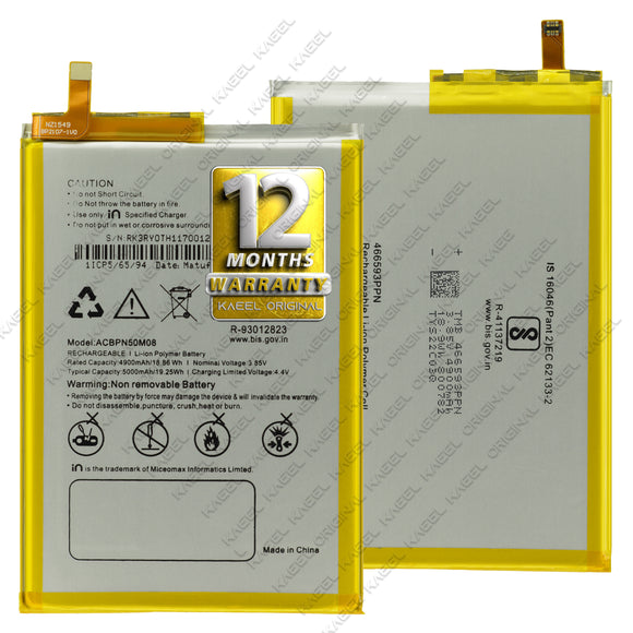 Genuine Battery ACBPN50M08 for Micromax in 2B, E7544 Support Fast Charging 5000mAh with 12 Months Warranty*