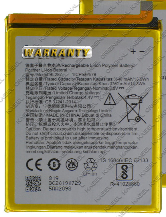Genuine Battery BL287 for Lenovo K9 Note PADD0015CN 3760mAh with 1 Year Warranty*