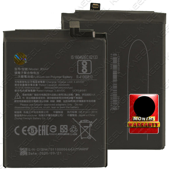 Genuine Battery BN47 for Xiaomi Redmi 6 Pro Mi A2 Lite 4000mAh with 1 Year Warranty*