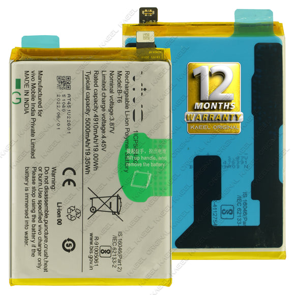 Genuine Battery B-T6 for Vivo T1 5G / iQOO Z6 5G 5000mAh with 12 Months Warranty*