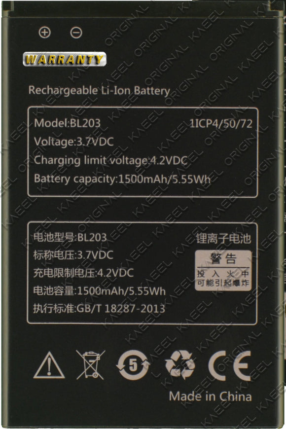 Genuine Battery BL203 for Lenovo A66 A278T A365E A308T A3 A369 1500mAh with 1 Year Warranty*