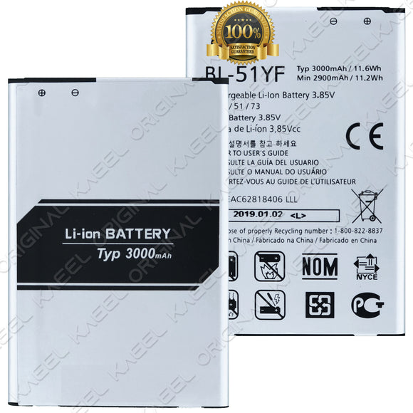 Genuine Battery BL-51YF for LG G4 H815 H818 H810 VS999 F500 3000mAh with 1 Year Warranty*