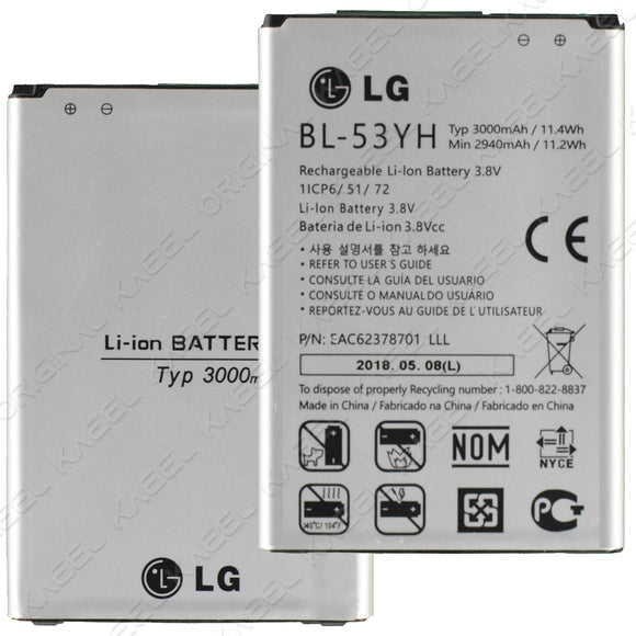 Genuine Battery BL-53YH for LG G3 F400 F460 D830 D858 VS985 3000mAh with 1 Year Warranty*