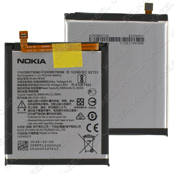 Genuine Battery HE345 for Nokia 6 2nd Generation 2018 / TA-1016 / TA-1045 / TA-1068 3000mAh with 1 Year Warranty