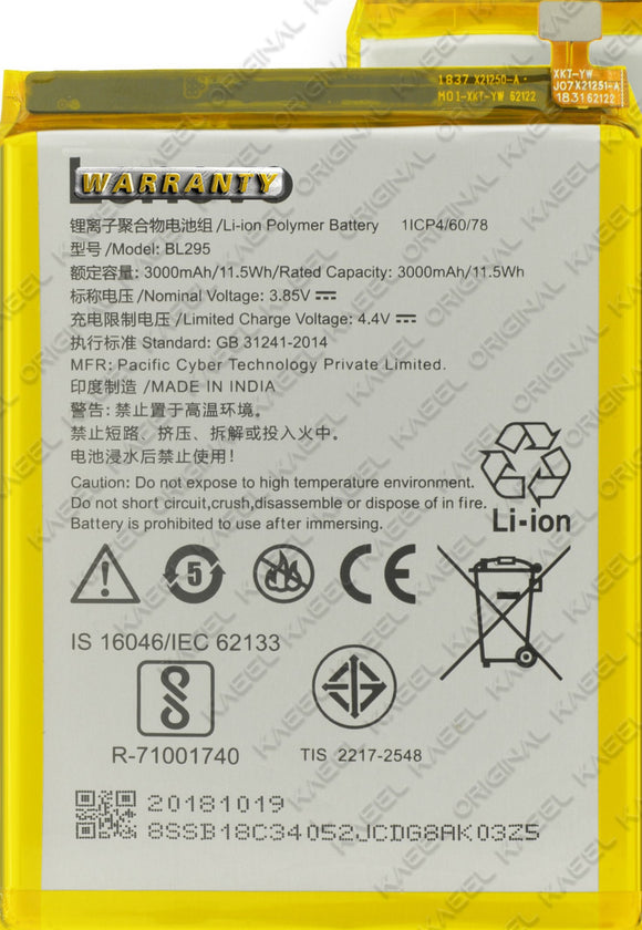 Genuine Battery BL295 for Lenovo K9 PADV0030CN 3000mAh with 1 Year Warranty*