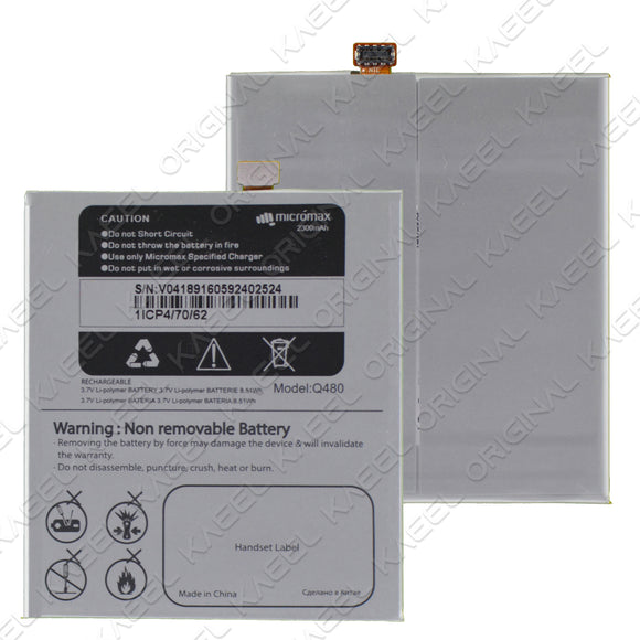 Genuine Battery Q480 for  Micromax Canvas Pace 2 2300mAh with 1 Year Warranty*