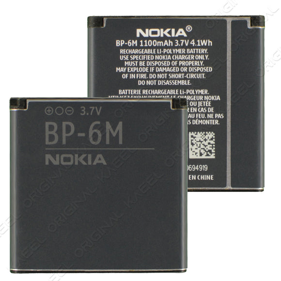 Genuine Battery BP-6M for Nokia 6233 6280 6288 9300 N73 N93 3250 9300 9300i 1100mAh with 1 Year Warranty*