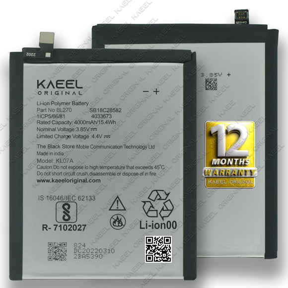 Genuine Battery BL270 for Lenovo K8 Note / K6 Note / K6 Plus/Motorola Moto G6 Play/Moto E5 4000mAh with 1 Year Warranty*