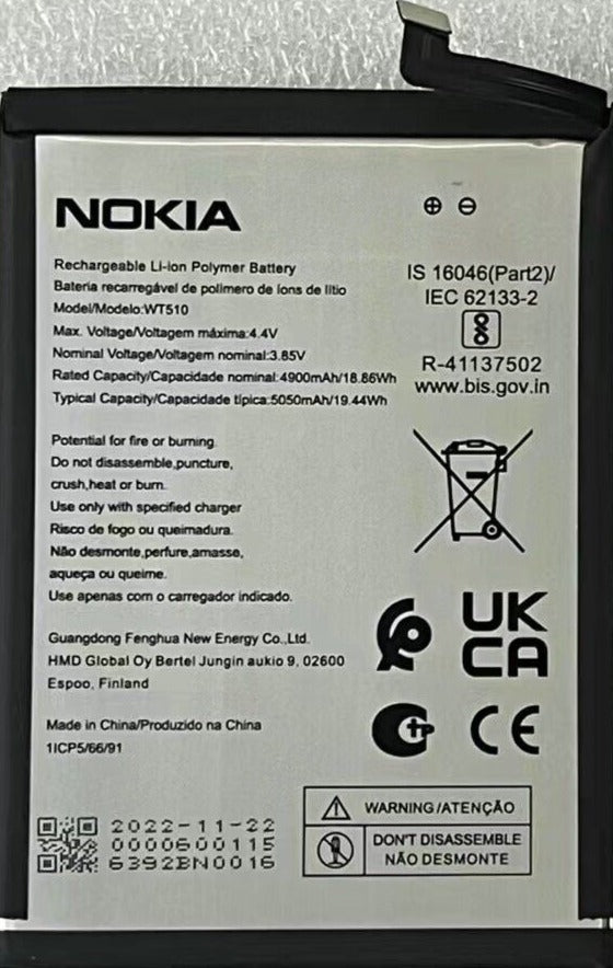 Genuine Battery WT-510 for Nokia NKC21 Plus 5050mAh with 1 Year Warranty*